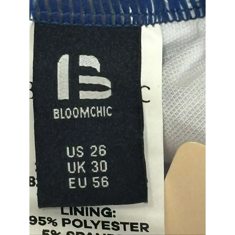 Bloomchic 26 Navy Polka Dot One Shoulder Tummy Control Swimsuit NWT
